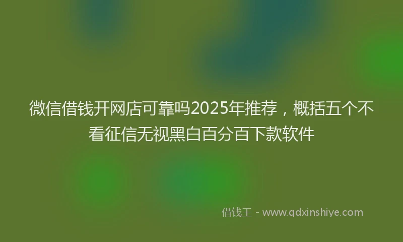微信借钱开网店可靠吗2025年推荐，概括五个不看征信无视黑白百分百下款软件