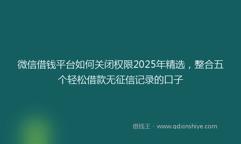 微信借钱平台如何关闭权限2025年精选，整合五个轻松借款无征信记录的口子
