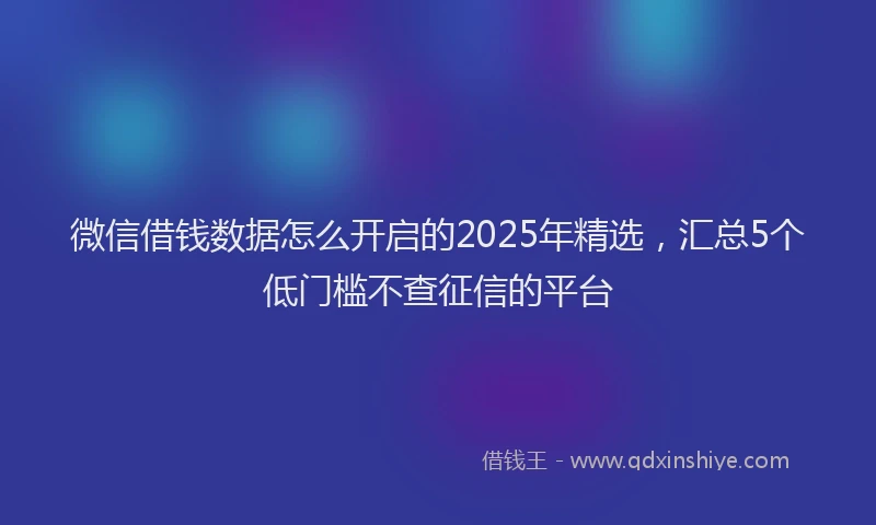微信借钱数据怎么开启的2025年精选，汇总5个低门槛不查征信的平台
