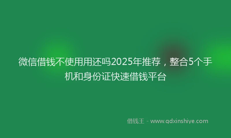 微信借钱不使用用还吗2025年推荐，整合5个手机和身份证快速借钱平台