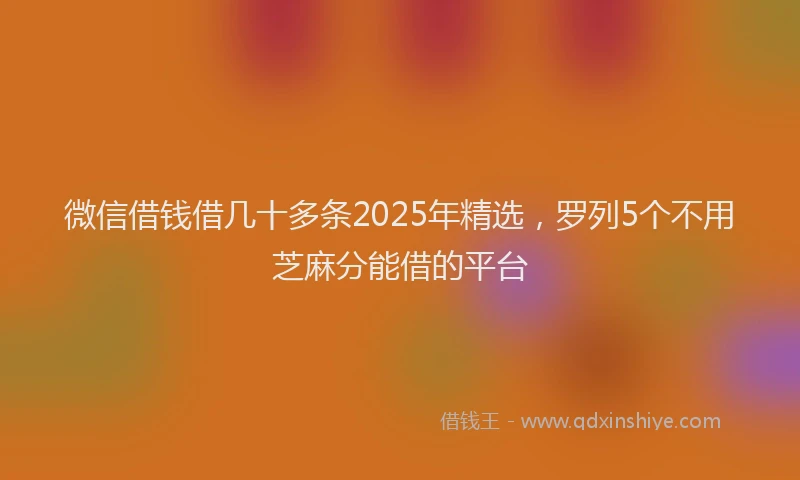 微信借钱借几十多条2025年精选，罗列5个不用芝麻分能借的平台