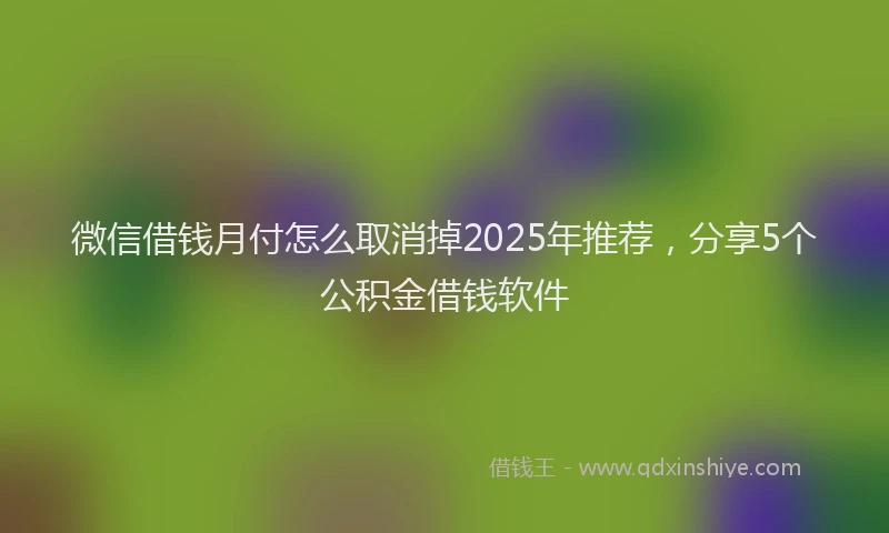 微信借钱月付怎么取消掉2025年推荐，分享5个公积金借钱软件