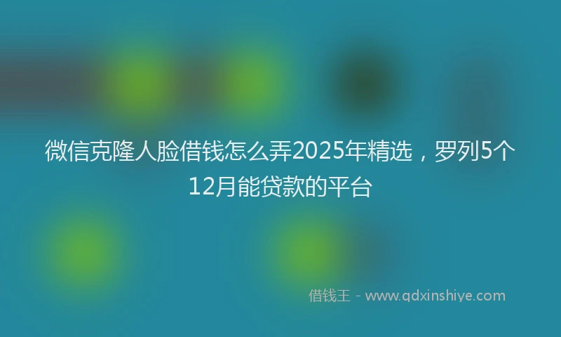 微信克隆人脸借钱怎么弄2025年精选，罗列5个12月能贷款的平台