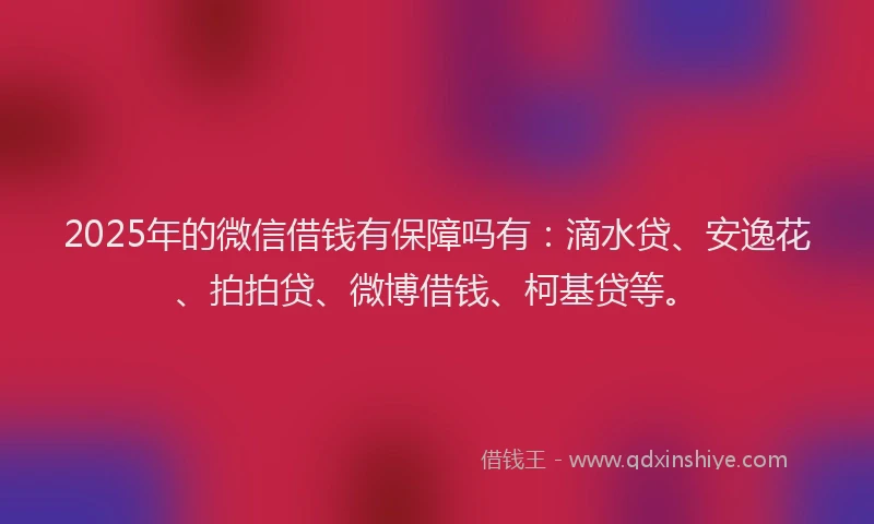 2025年的微信借钱有保障吗有：滴水贷、安逸花、拍拍贷、微博借钱、柯基贷等。
