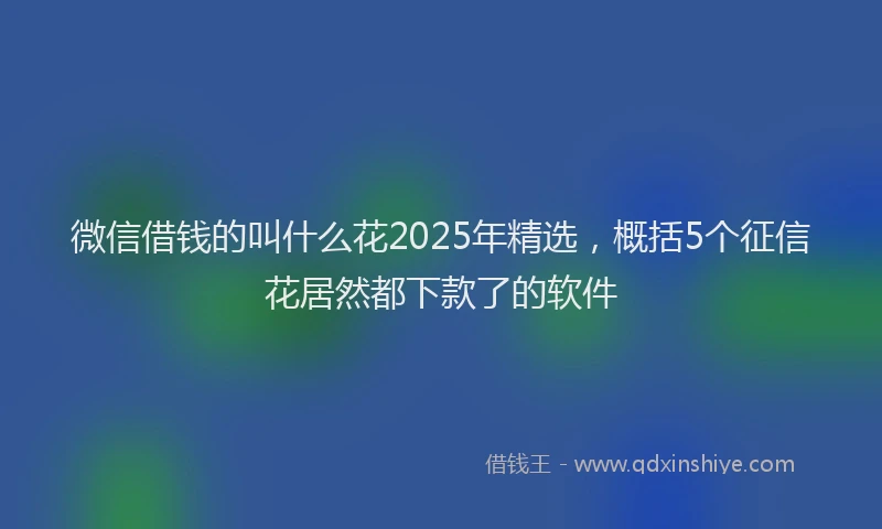 微信借钱的叫什么花2025年精选，概括5个征信花居然都下款了的软件
