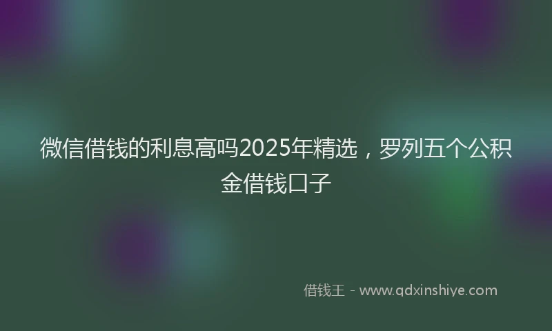 微信借钱的利息高吗2025年精选，罗列五个公积金借钱口子