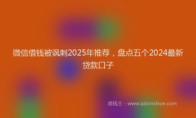 微信借钱被讽刺2025年推荐，盘点五个2024最新贷款口子