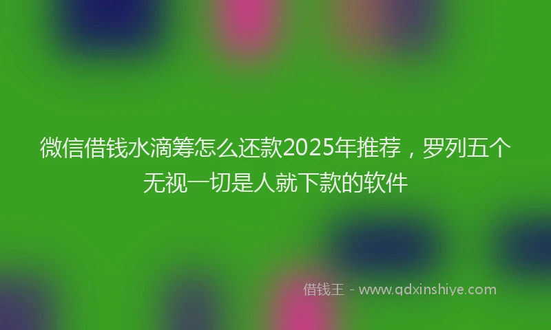 微信借钱水滴筹怎么还款2025年推荐，罗列五个无视一切是人就下款的软件