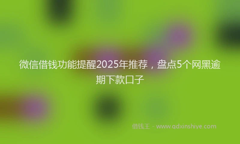 微信借钱功能提醒2025年推荐，盘点5个网黑逾期下款口子