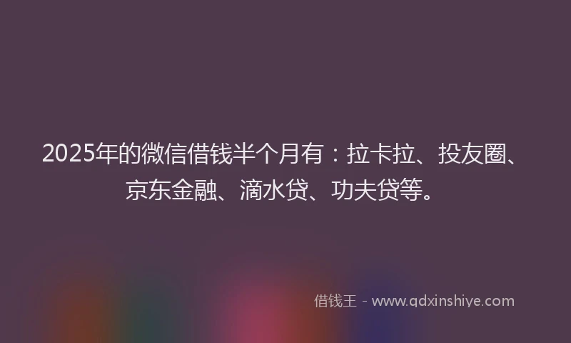 2025年的微信借钱半个月有：拉卡拉、投友圈、京东金融、滴水贷、功夫贷等。