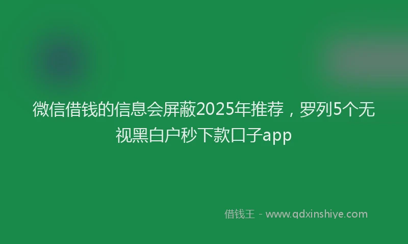 微信借钱的信息会屏蔽2025年推荐，罗列5个无视黑白户秒下款口子app