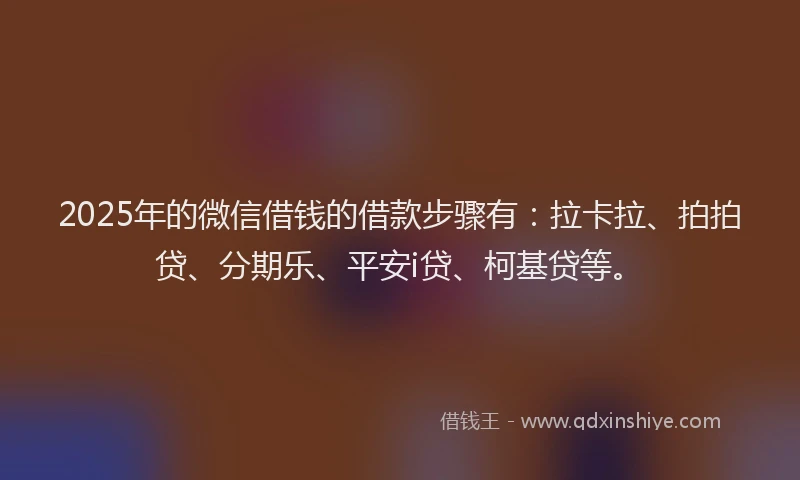 2025年的微信借钱的借款步骤有：拉卡拉、拍拍贷、分期乐、平安i贷、柯基贷等。