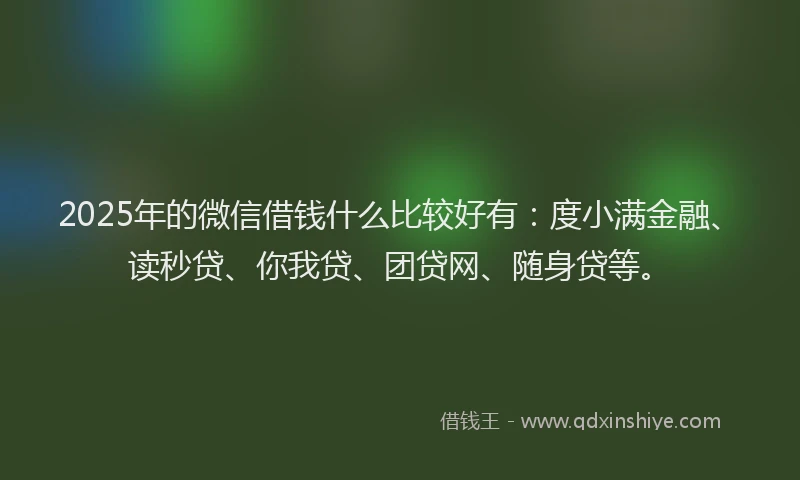 2025年的微信借钱什么比较好有：度小满金融、读秒贷、你我贷、团贷网、随身贷等。
