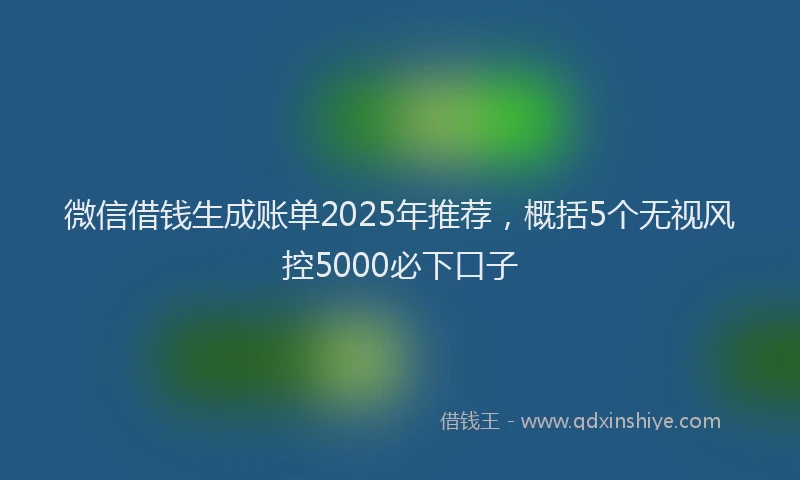 微信借钱生成账单2025年推荐，概括5个无视风控5000必下口子