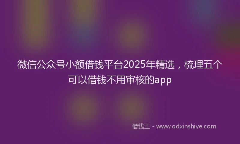 微信公众号小额借钱平台2025年精选，梳理五个可以借钱不用审核的app