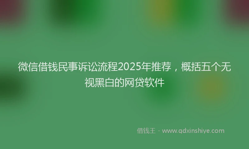 微信借钱民事诉讼流程2025年推荐，概括五个无视黑白的网贷软件
