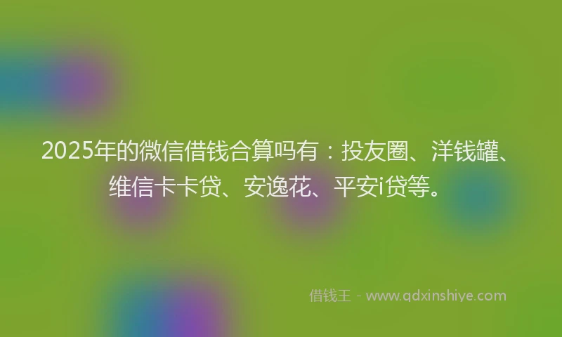 2025年的微信借钱合算吗有：投友圈、洋钱罐、维信卡卡贷、安逸花、平安i贷等。