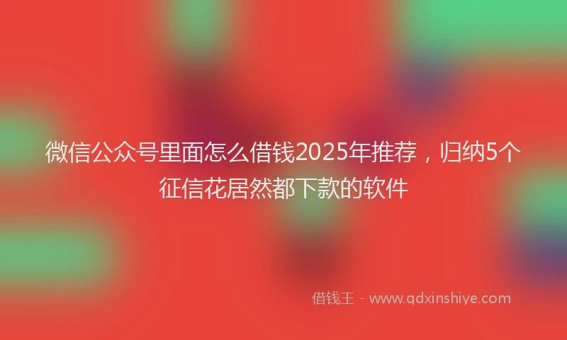 微信公众号里面怎么借钱2025年推荐，归纳5个征信花居然都下款的软件
