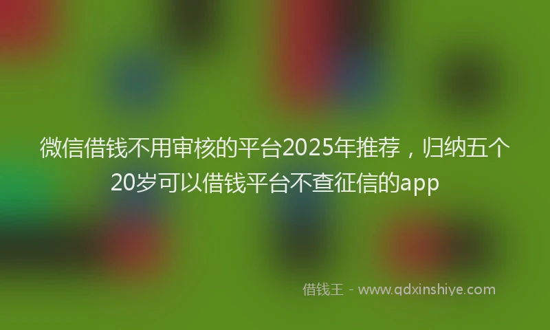 微信借钱不用审核的平台2025年推荐，归纳五个20岁可以借钱平台不查征信的app