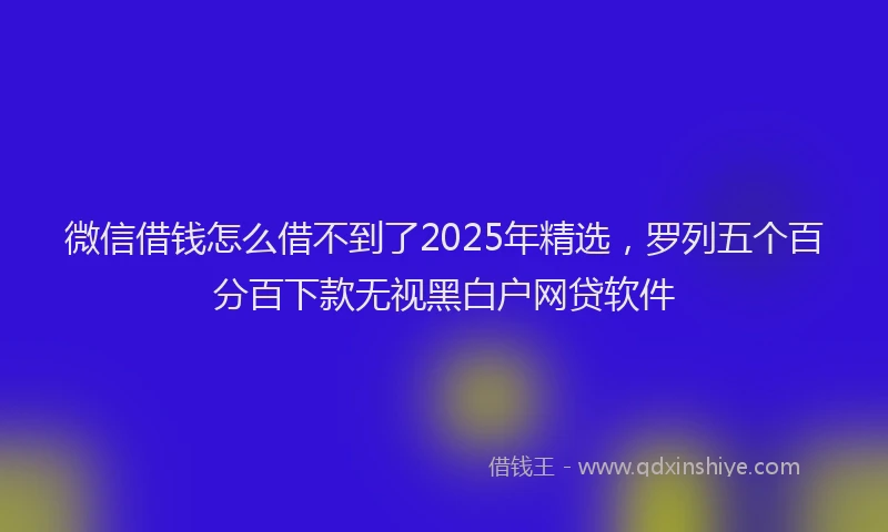 微信借钱怎么借不到了2025年精选，罗列五个百分百下款无视黑白户网贷软件