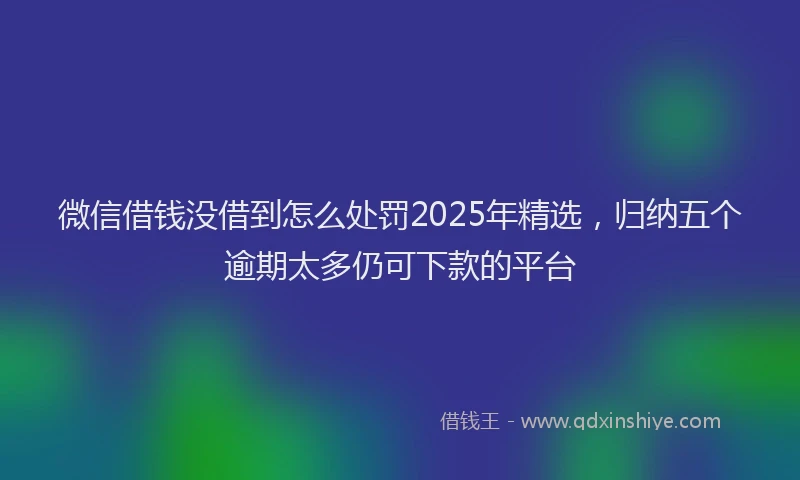 微信借钱没借到怎么处罚2025年精选，归纳五个逾期太多仍可下款的平台