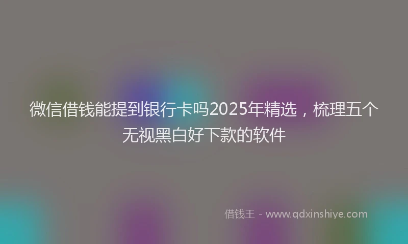微信借钱能提到银行卡吗2025年精选，梳理五个无视黑白好下款的软件
