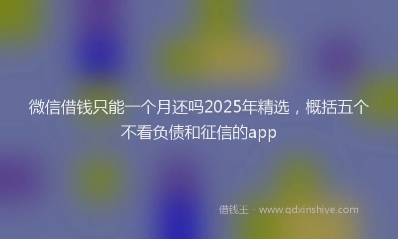 微信借钱只能一个月还吗2025年精选，概括五个不看负债和征信的app