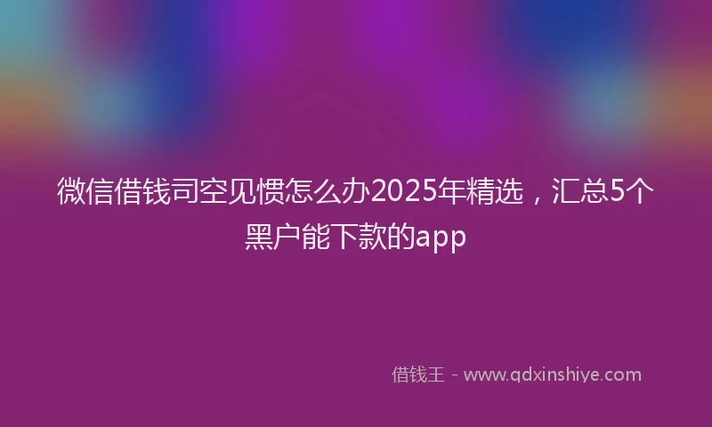微信借钱司空见惯怎么办2025年精选，汇总5个黑户能下款的app