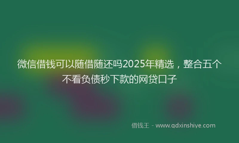 微信借钱可以随借随还吗2025年精选，整合五个不看负债秒下款的网贷口子