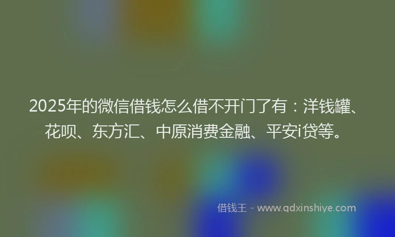 2025年的微信借钱怎么借不开门了有：洋钱罐、花呗、东方汇、中原消费金融、平安i贷等。