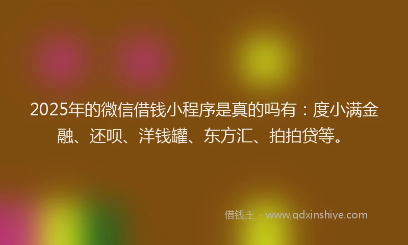 2025年的微信借钱小程序是真的吗有：度小满金融、还呗、洋钱罐、东方汇、拍拍贷等。