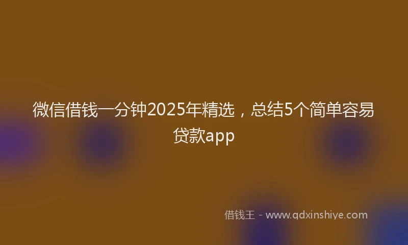 微信借钱一分钟2025年精选，总结5个简单容易贷款app
