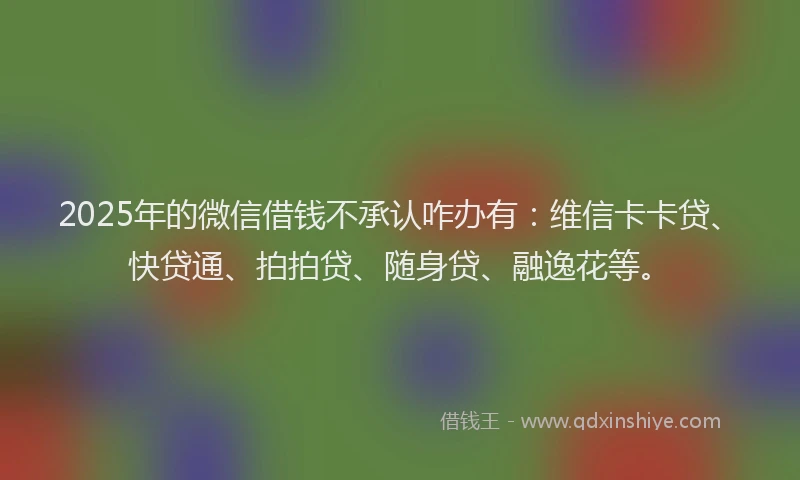 2025年的微信借钱不承认咋办有：维信卡卡贷、快贷通、拍拍贷、随身贷、融逸花等。
