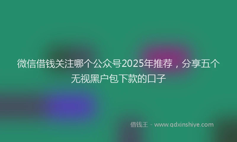 微信借钱关注哪个公众号2025年推荐，分享五个无视黑户包下款的口子