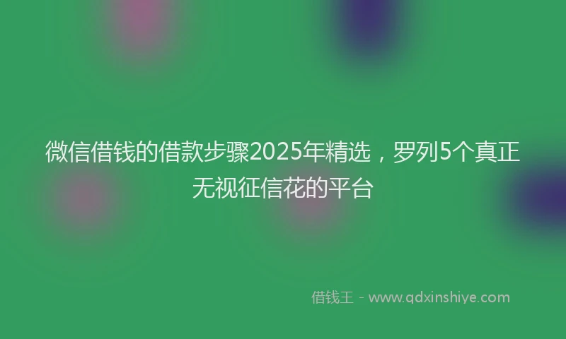 微信借钱的借款步骤2025年精选，罗列5个真正无视征信花的平台