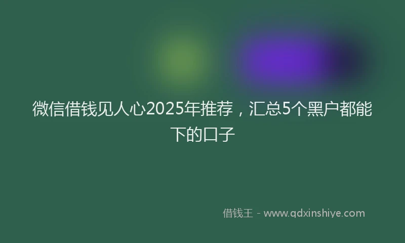 微信借钱见人心2025年推荐，汇总5个黑户都能下的口子