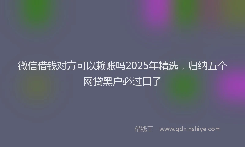 微信借钱对方可以赖账吗2025年精选，归纳五个网贷黑户必过口子