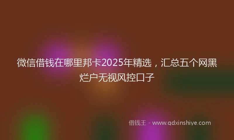 微信借钱在哪里邦卡2025年精选，汇总五个网黑烂户无视风控口子