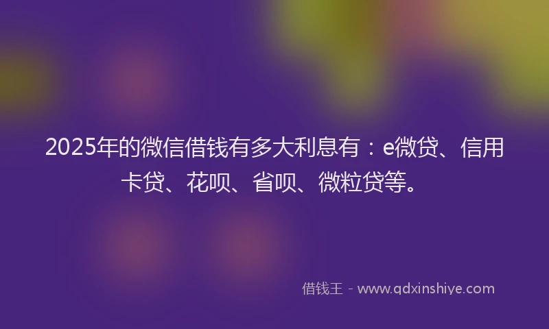 2025年的微信借钱有多大利息有：e微贷、信用卡贷、花呗、省呗、微粒贷等。