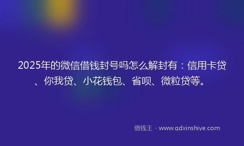 2025年的微信借钱封号吗怎么解封有：信用卡贷、你我贷、小花钱包、省呗、微粒贷等。