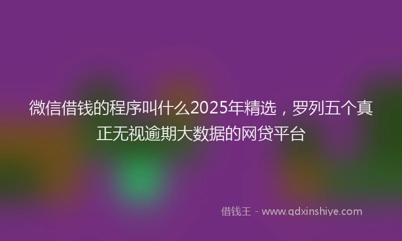 微信借钱的程序叫什么2025年精选，罗列五个真正无视逾期大数据的网贷平台