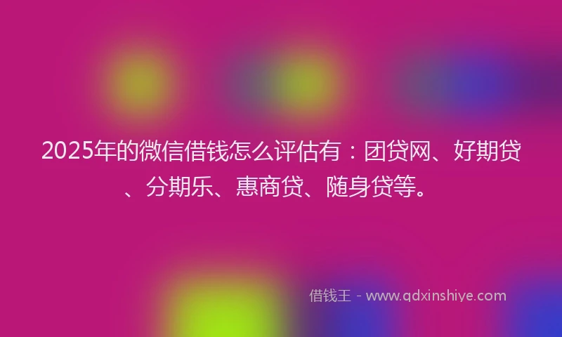 2025年的微信借钱怎么评估有：团贷网、好期贷、分期乐、惠商贷、随身贷等。