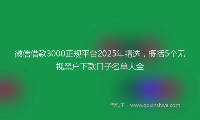 微信借款3000正规平台2025年精选，概括5个无视黑户下款口子名单大全