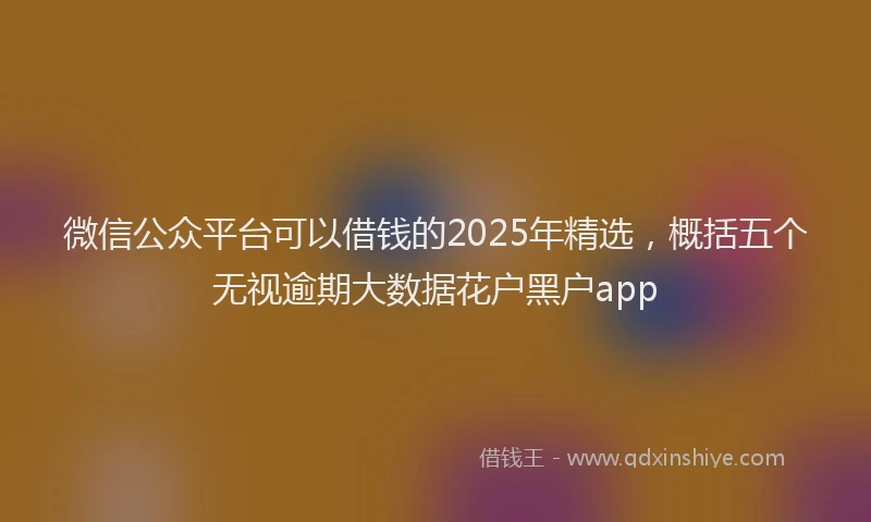 微信公众平台可以借钱的2025年精选，概括五个无视逾期大数据花户黑户app