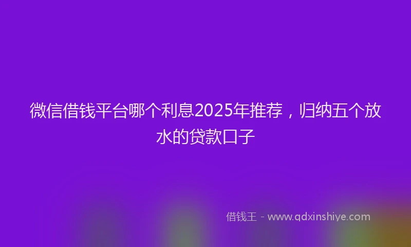 微信借钱平台哪个利息2025年推荐，归纳五个放水的贷款口子