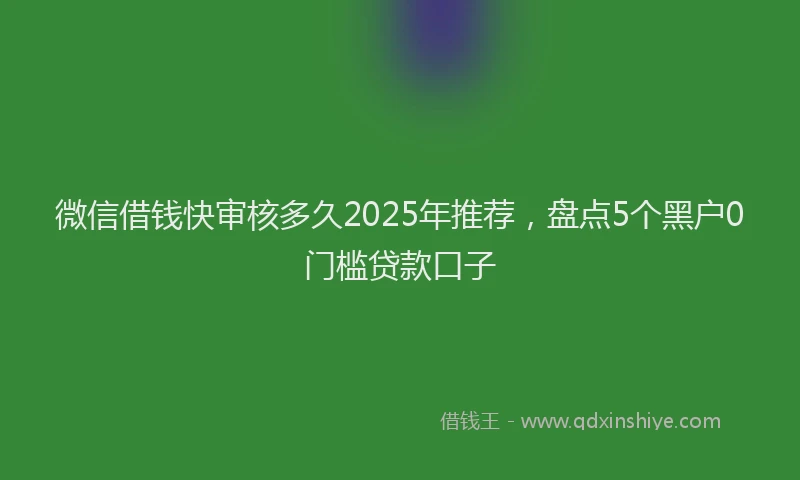 微信借钱快审核多久2025年推荐，盘点5个黑户0门槛贷款口子