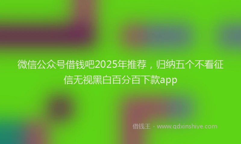 微信公众号借钱吧2025年推荐，归纳五个不看征信无视黑白百分百下款app