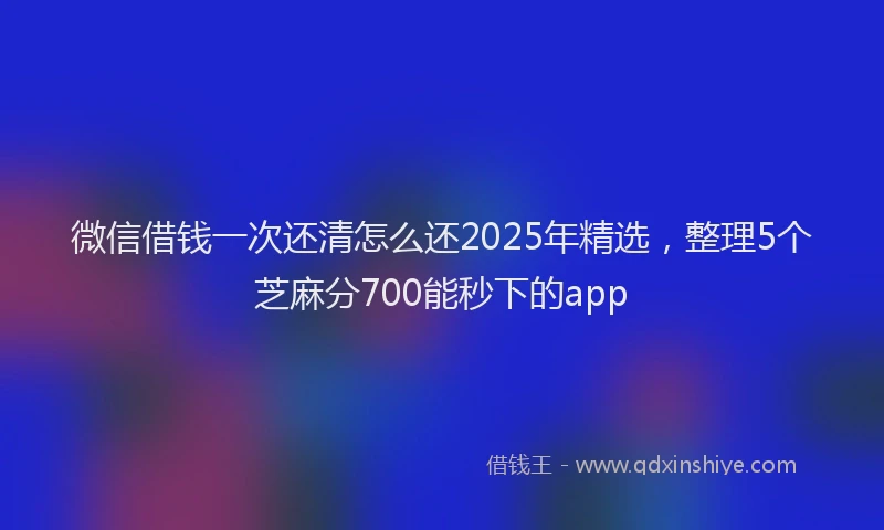 微信借钱一次还清怎么还2025年精选，整理5个芝麻分700能秒下的app