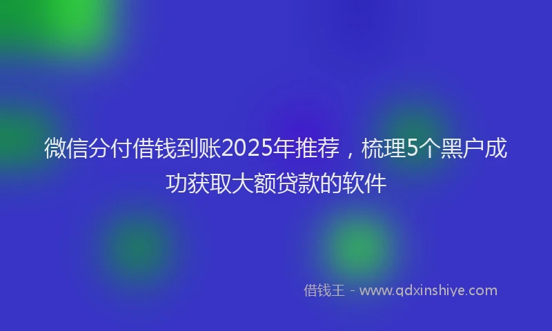 微信分付借钱到账2025年推荐，梳理5个黑户成功获取大额贷款的软件