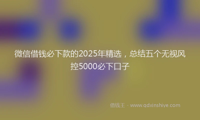 微信借钱必下款的2025年精选，总结五个无视风控5000必下口子